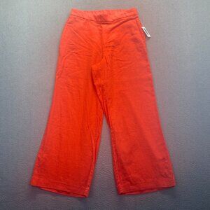 Old Navy Women Pants Size 4 Orange Linen Pull On Wide Leg Casual Elastic Waist